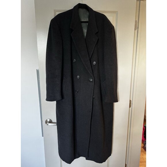 Ralph Ralph Lauren VINTAGE Blue Label Long Wool Coat Black Size 46L / XXL Unisex - Picture 1 of 11